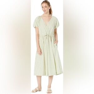 Madewell Plaid Tie-Waist Midi Green Dress NE757 Size XSmall